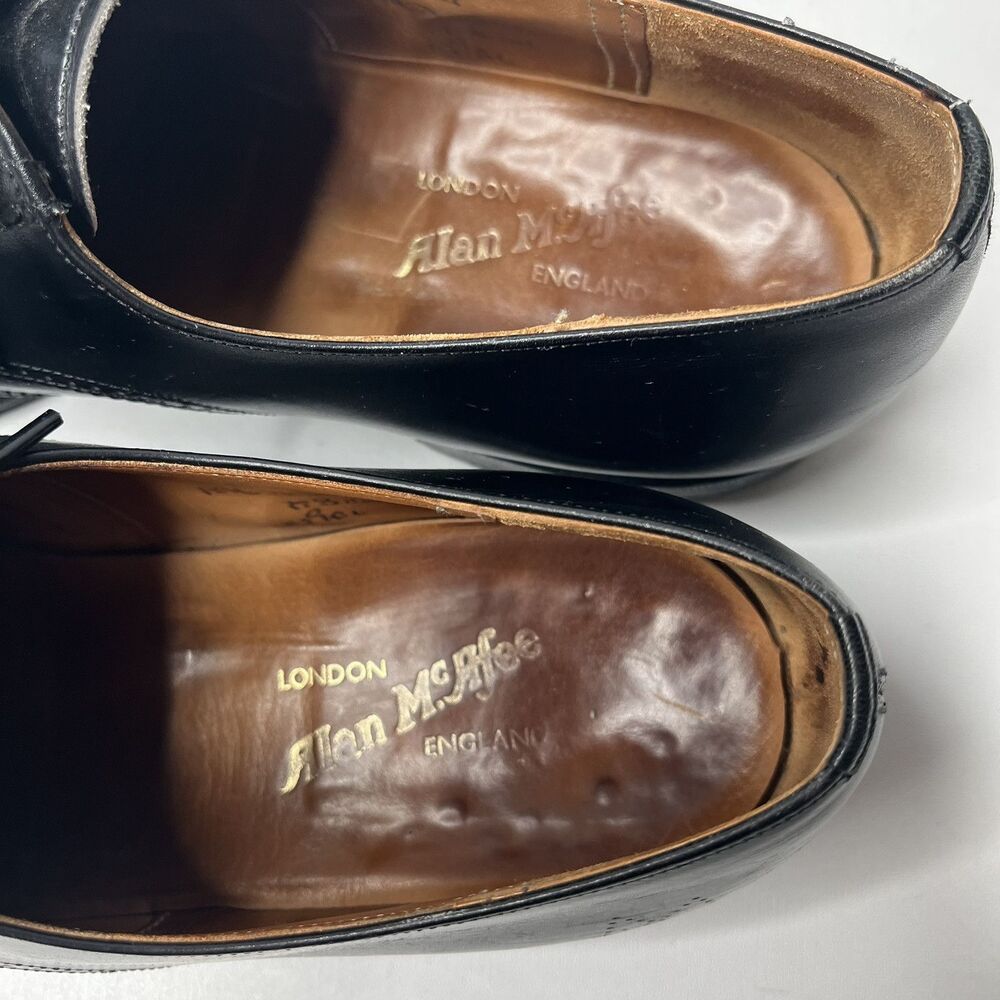 Alan Mcafee Black Leather Oxfords Wingtip Dress Shoes Mens Size UK 9.5E US 10.5E - Picture 5 of 15
